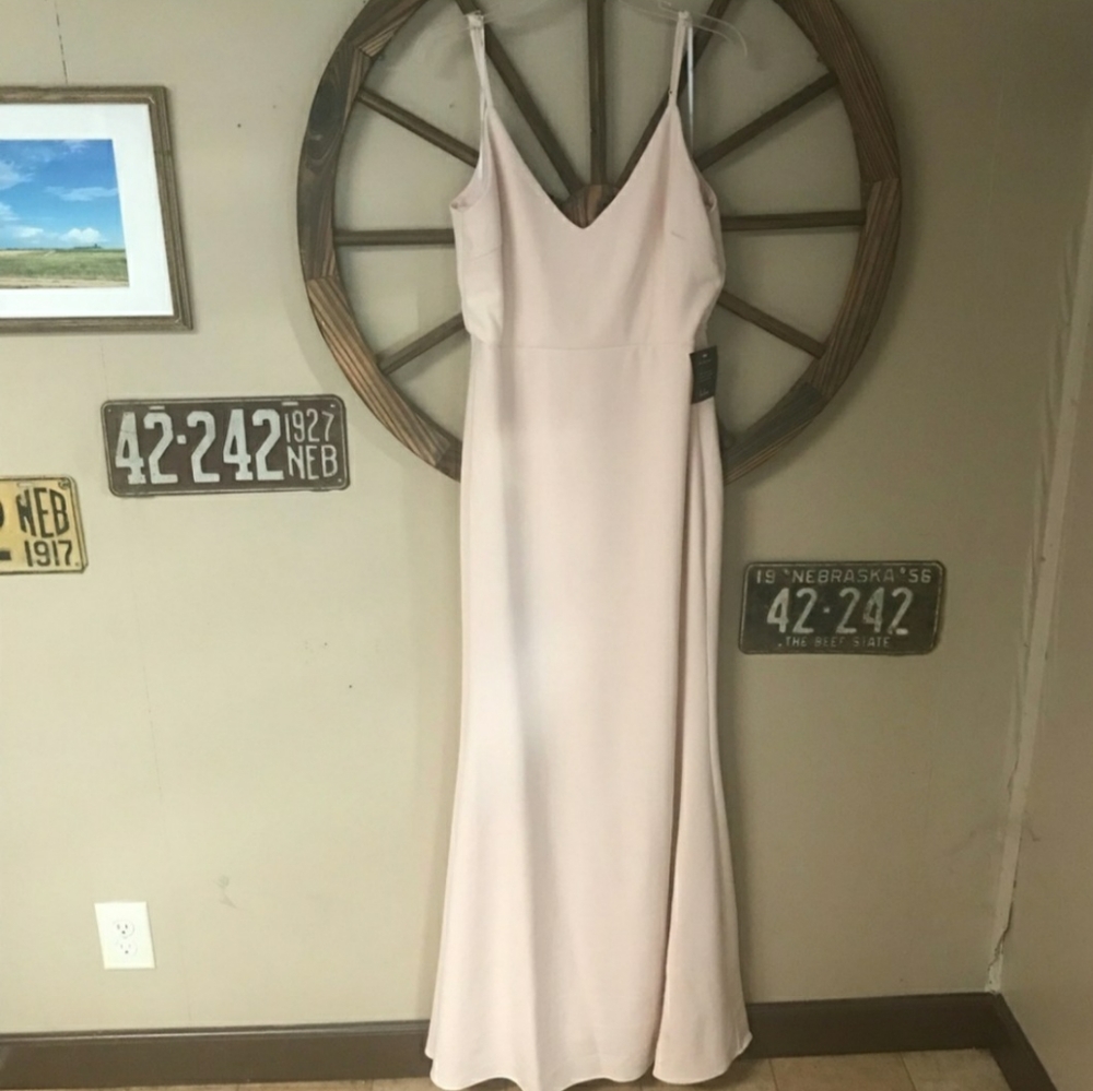 Lulu’s blush colored bridesmaid/maxi dress